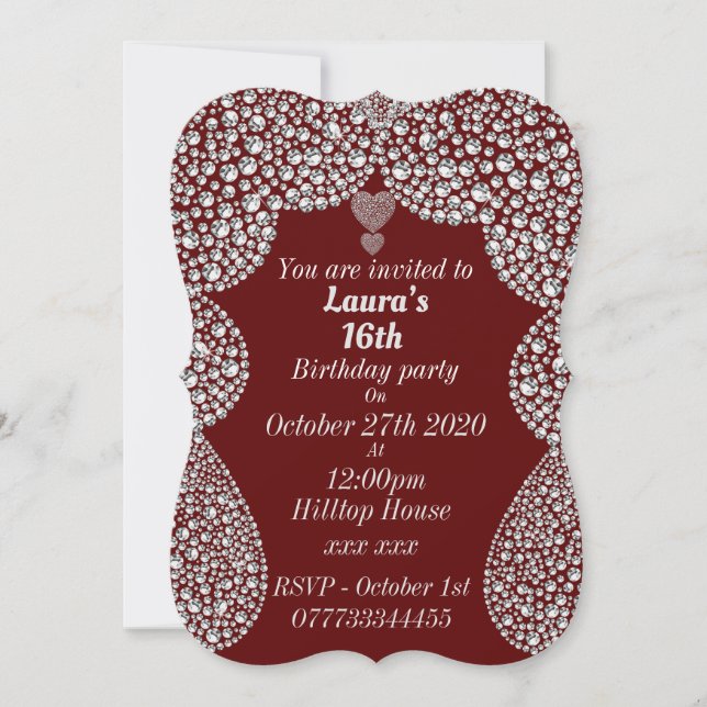 personalisierte Einladungen zum 16. Geburtstag (Vorderseite)