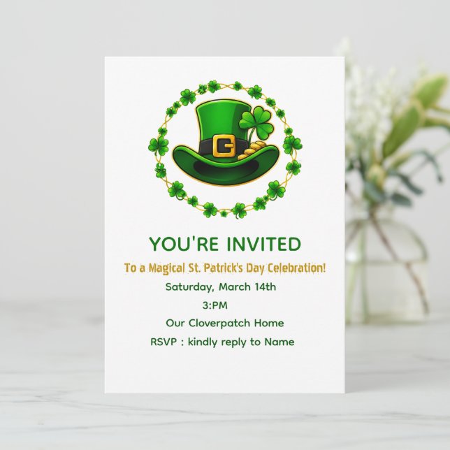Personalisierte Einladungskarte zum St. Patrick's  (Stehend Vorderseite)