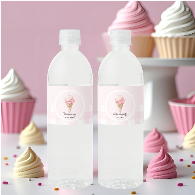 Personalisierte Eiscreme-Party  Wasserflaschenetikett (Von Creator hochgeladen)
