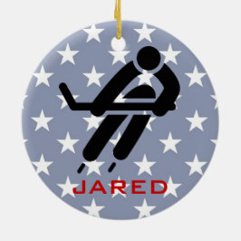 Personalisierte Eishockeyverzierung Keramikornament