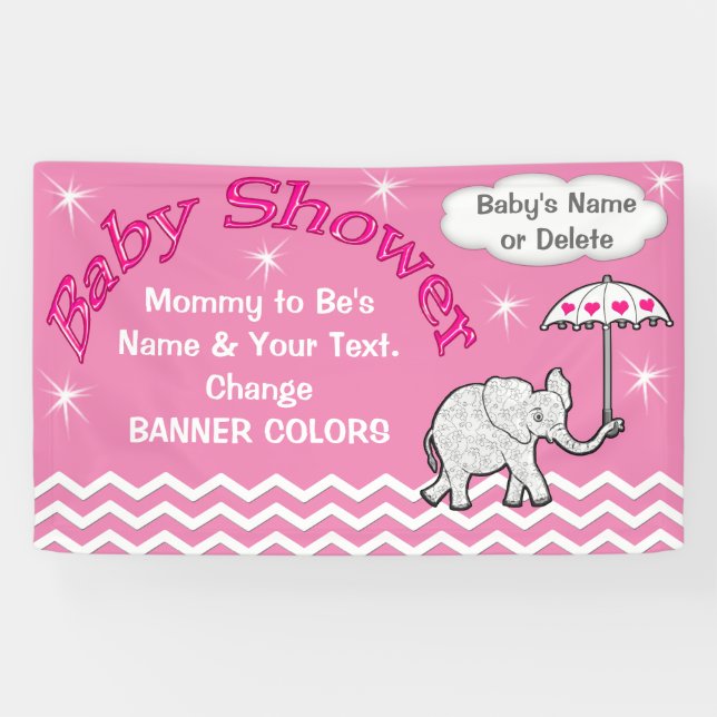 Personalisierte Elefant-Baby-Duschen-Fahne für Banner (Horizontal)