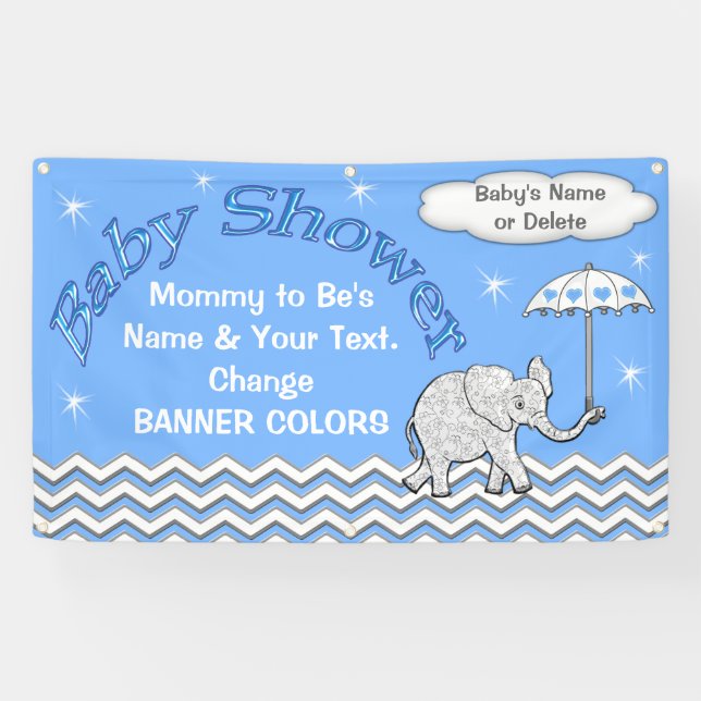 Personalisierte Elefant-Baby-Duschen-Fahne für Banner (Horizontal)