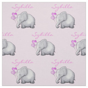 Personalisierte Elefant-rosa Stoff