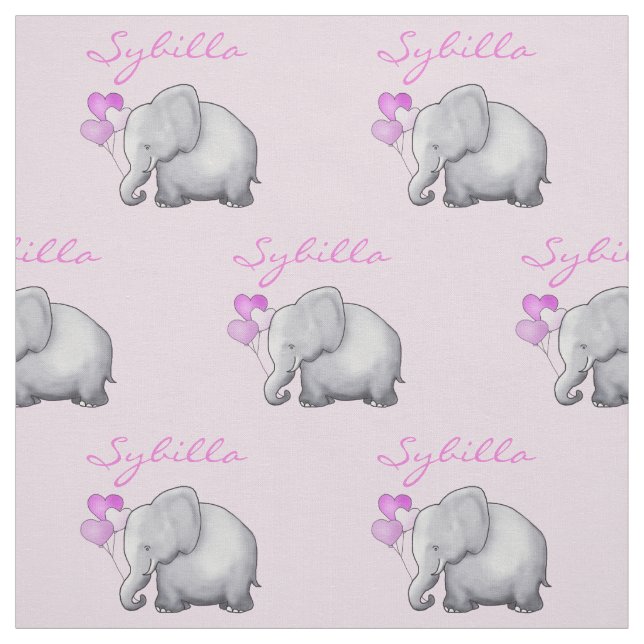 Personalisierte Elefant-rosa Stoff (Muster)