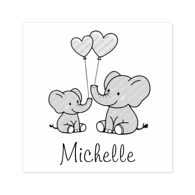 Personalisierte Elefant-Silhouette Gummistempel (Prägung)