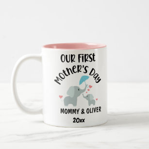 Personalisierte Elefanten des Ersten Muttertags 20 Zweifarbige Tasse