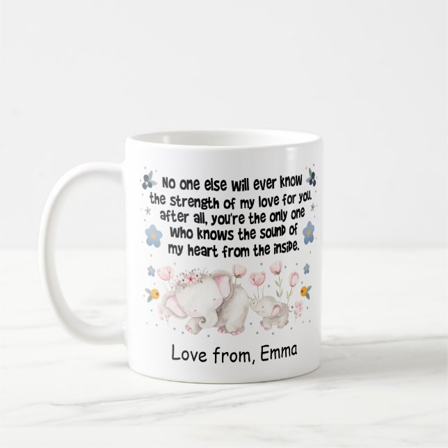 Personalisierte Elefanten-Mama Kaffeetasse (Links)