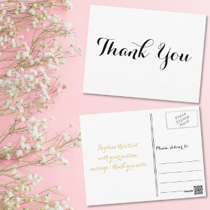 Personalisierte Elegant Black Script White Vielen  Postkarte