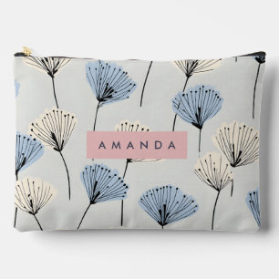 Personalisierte Elegant Blue Blume Illustration Zubehörtasche
