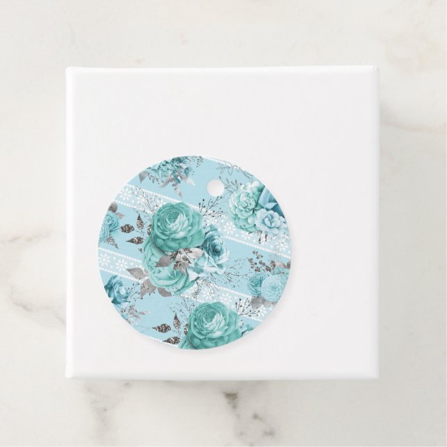 Personalisierte Elegant Blue Rose Lace Details Geschenkanhänger (Beispiel)