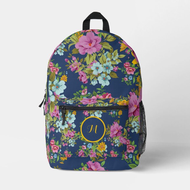 Personalisierte Elegant Boho Floral Wildblume Bedruckter Rucksack (Vorderseite)