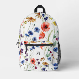 Personalisierte Elegant Boho Floral Wildblume Bedruckter Rucksack