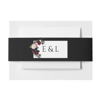 Personalisierte Elegant Dark Floral Wedding Einlad Einladungsbanderole