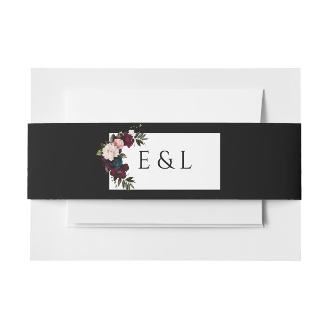 Personalisierte Elegant Dark Floral Wedding Einlad Einladungsbanderole (Vorderseite Beispiel)