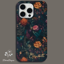 Personalisierte Elegant Dark Gothic Floral Rose