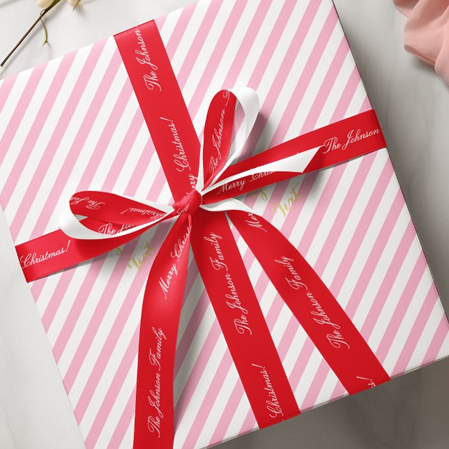 Personalisierte Elegant Frohe Weihnachtsbezeichnun Satinband (Personalized Elegant Merry Christmas Name Red Gift Satin Ribbon)