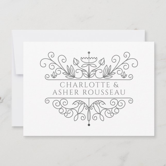 Personalisierte Elegant Gray Frame Newlyweds Mitteilungskarte (Vorderseite)