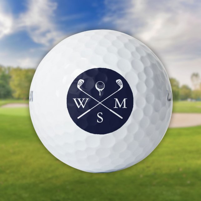 Personalisierte Elegant Monogram Navy Blue Golfball (Personaized Elegant Monogram Navy Blue Golf Balls)
