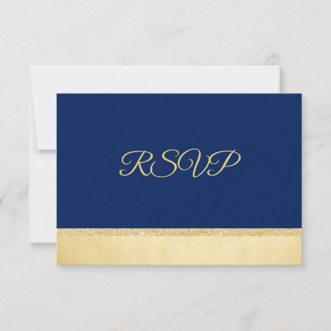 Personalisierte Elegant Navy Blue Gold UAWG Weddin Einladung (Vorderseite)