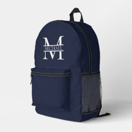 Personalisierte Elegant Navy Blue Monogram und Nam Bedruckter Rucksack