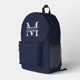 Personalisierte Elegant Navy Blue Monogram und Nam Bedruckter Rucksack