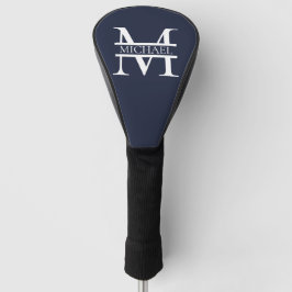 Personalisierte Elegant Navy Blue Monogram und Nam Golf Headcover