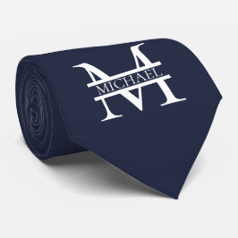 Personalisierte Elegant Navy Blue Monogram und Nam Krawatte