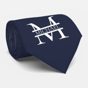 Personalisierte Elegant Navy Blue Monogram und Nam Krawatte