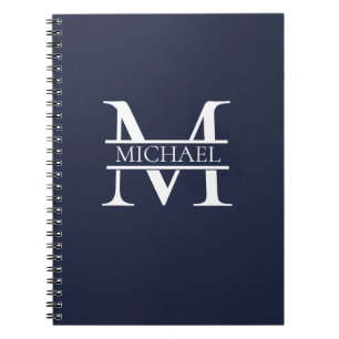 Personalisierte Elegant Navy Blue Monogram und Nam Notizblock