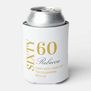 Personalisierte Elegant White & Gold 60. Geburtsta Dosenkühler