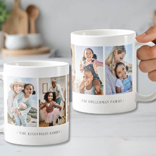 Personalisierte elegante 5-Foto-Collage Kaffeetasse