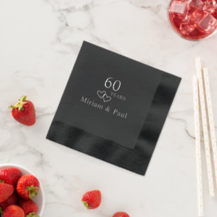 Personalisierte elegante 60. Hochzeitstag-Party Servietten Mit Folie
