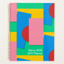 Personalisierte elegante Abstrakte Form & Farbblau Planer