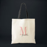Personalisierte, elegante Bezeichnung und Monogram Tragetasche<br><div class="desc">Elegante moderne,  Personalisierte Monogramm und Name Tote Taschen in Rosa und Schwarz,  einfach und stilvoll,  große personalisierte Brautparty Geschenke bei Hochzeitsfeier,  Brautparty oder Junggeselinnen-Abschied. Passen Sie das Monogramm bzw. den Namen mit Ihrer Wahl der Farbe oder des Schriftartes an.</div>