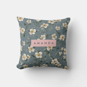 Personalisierte elegante blaue Mandelblüte Kissen