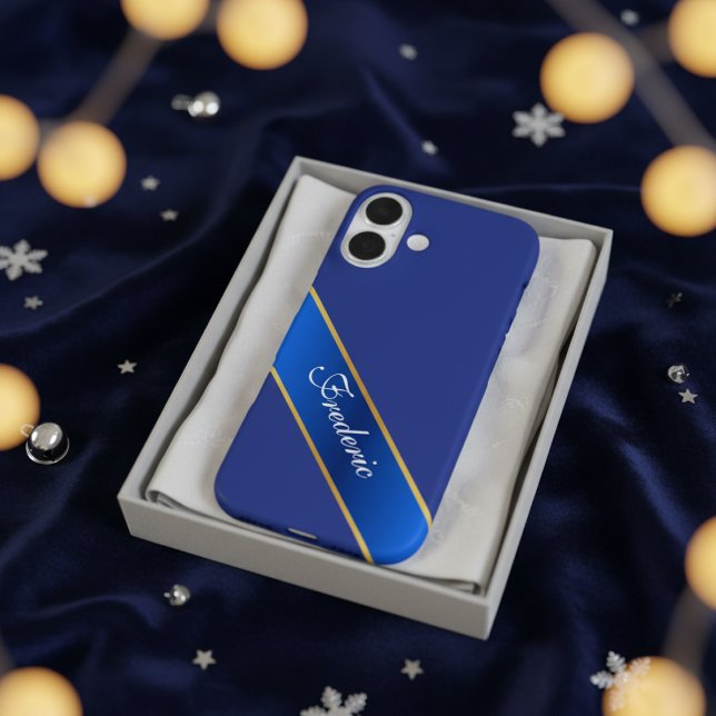 Personalisierte elegante blaue und goldene iPhone- Case-Mate iPhone Hülle (Von Creator hochgeladen)