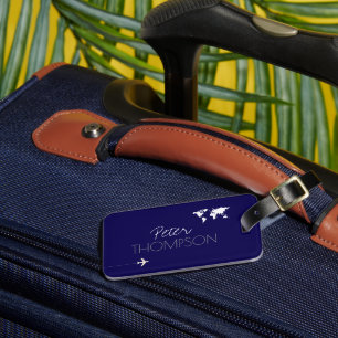 Personalisierte, elegante, dunkelblaue Reise Gepäckanhänger