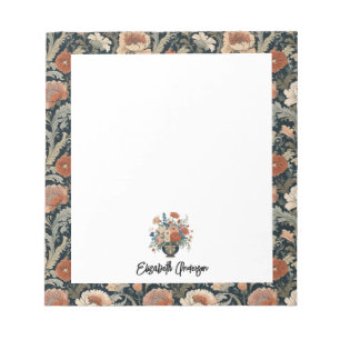 Personalisierte Elegante Dunkle Blumen Notizblock