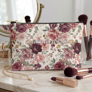 Personalisierte elegante französische Blumen-Kosme Zubehörtasche