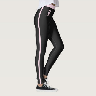 Personalisierte Elegante Frauen Jet Black Pink Str Leggings