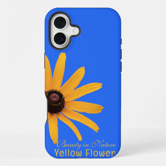 Personalisierte Elegante Gelbe Blume auf Royal Blu iPhone Hülle (Rückseite)