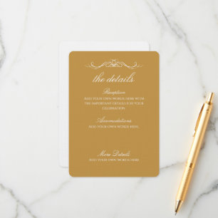 Personalisierte elegante goldene und weiße Hochzei Begleitkarte