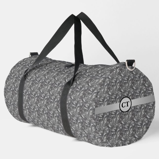 Personalisierte Elegante Gray Abstrakt Duffle Bag (Linke Ecke)