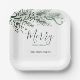 Personalisierte Elegante Hand Drawn Pine Weihnacht Pappteller