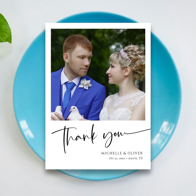 Personalisierte Elegante Hochzeit Dankescharte Dankeskarte (Zazzle Personalized Elegant Photo Wedding Thank You Card)