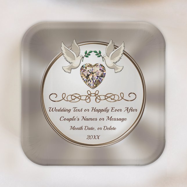 Personalisierte, elegante Hochzeitspapier-Teller,  Pappteller (Von Creator hochgeladen)