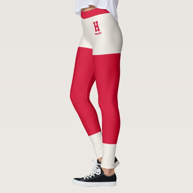 Personalisierte Elegante Kirschrote Massive Elfenb Leggings (Links)