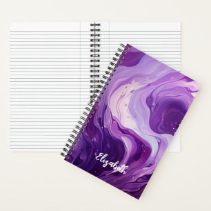 Personalisierte Elegante Lila Tinte Swirl Spirale Notizbuch