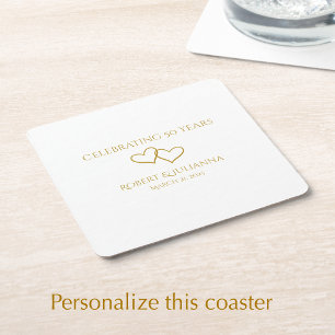 Personalisierte elegante moderne 50. Geburtstagsfe Rechteckiger Pappuntersetzer