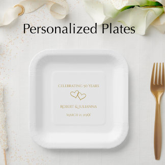 Personalisierte elegante moderne 50. Jubiläumsfeie Pappteller